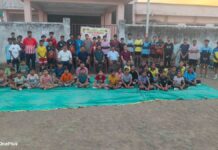खेलो सीखो आगे बढ़ो थीम पर खेलों का प्रशिक्षण ले रहे खिलाड़ी
